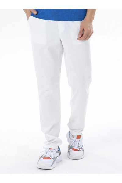 Wise Men's 100% cotton Linen Elastic Waist Trousers