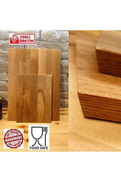 F&S WoodArt 2 Li Set- Doğal Ahşap Mutfak Kesme Sunum Et Ekmek Doğrama Tahtası...