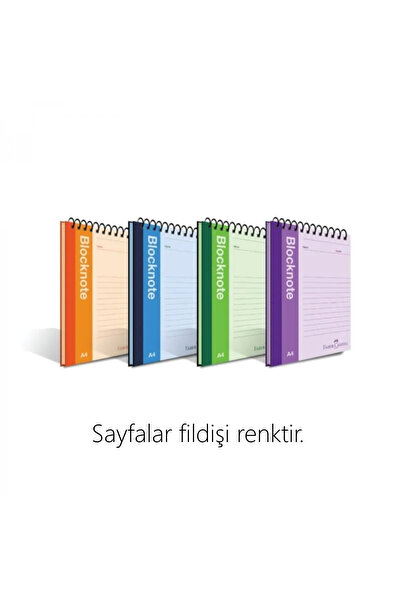 Faber Castell 4 ADET A5 Boy Blocknote Çizgili Canlı Pastel Metalik Renkler 80...