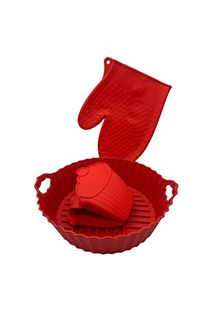 CKM طقم مطبخ سيليكون مكون من 3 قطع - قفازات، قفازات، قوالب كب كيك، مقاومة للح...