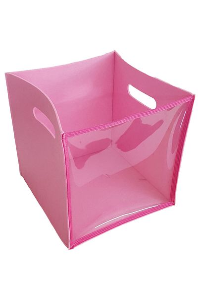 MARVA Felt Organizer Box with Pink Transparent Front