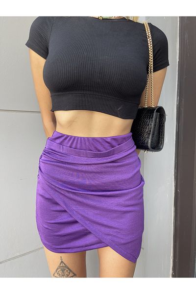 Maison La Femme Fustă mini cu tăietură asimetrică violet