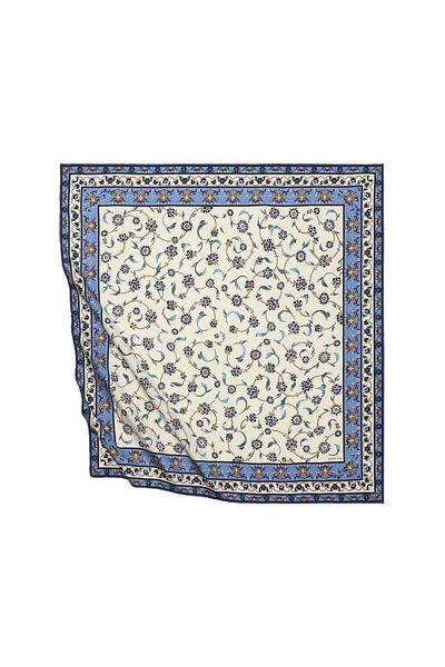 Bursa İpek Eșarfă mătăsoasă cu model de flori sălbatice Indigo