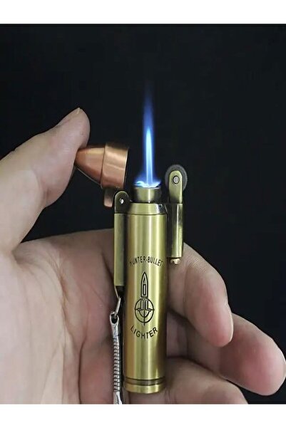 HK GİFT SHOP Metal Yeni Nesil Gazlı Rüzgarda Sönmeyen Tekrar Dolabilir Mermi ...