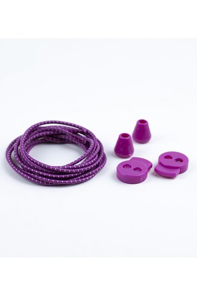 AiryFooT Smart Laces, Practical Elastic Shoelaces 100 Cm (Purple Striped)