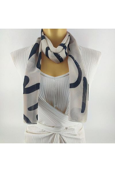 Tedz Collection وشاح طويل أسود كريمي بنمط جرافيتي من PAREDORA