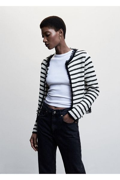 MANGO Woman Striped Seamless Cardigan