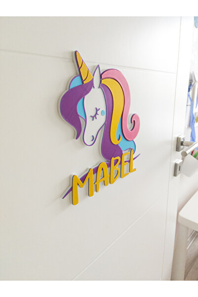 Atlas 3 Boyutlu Unicorn Renkli Çocuk Odası Dekor Kapı Ve Duvar Süsü Parti Süsü