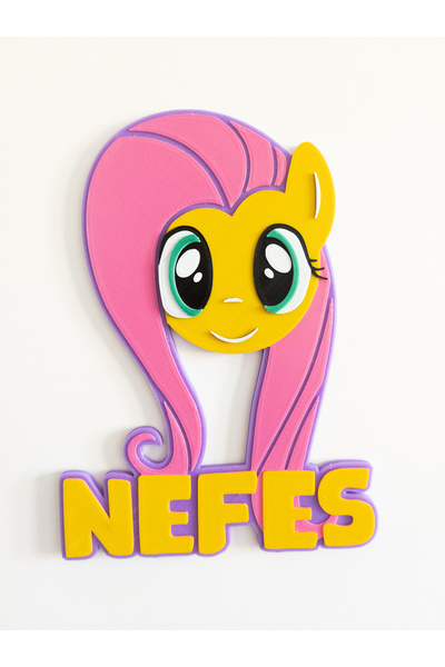Atlas 3 Boyutlu Fluttershy My Little Pony Çocuk Odası Dekor Kapı Ve Duvar Süs...