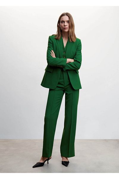 MANGO Woman Pantaloni din stofă cu croială dreaptă