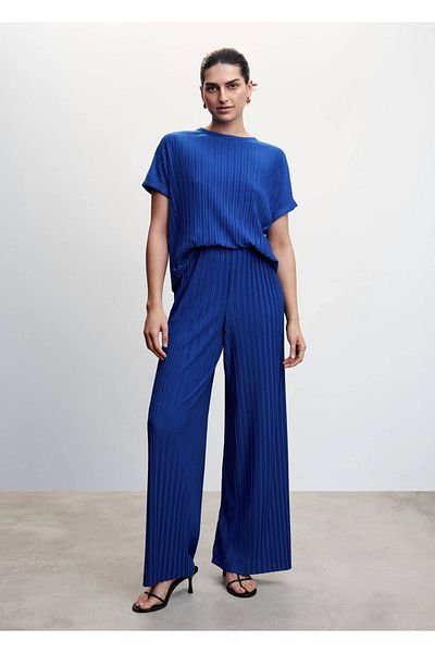 MANGO Woman Pantaloni plisați cu picioare late