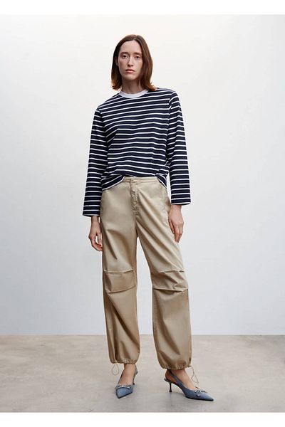 MANGO Woman Tricou cu dungi din bumbac