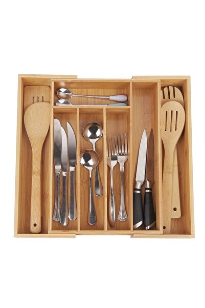 Paşham AVM Organizator din bambus - Organizator cu suport reglabil pentru tac...