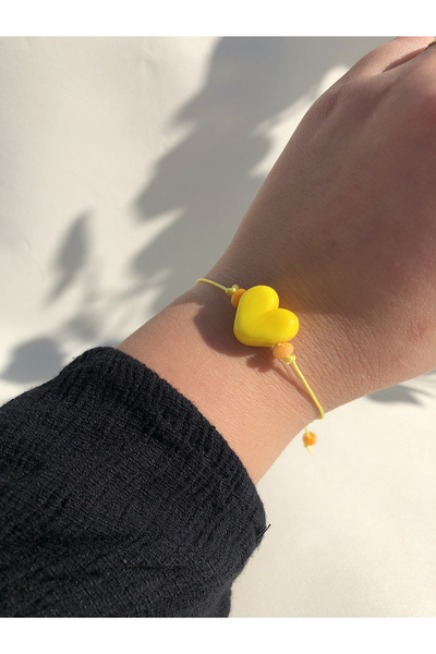 Tam Seramik Handmade Murano Glass Bracelet Yellow Heart
