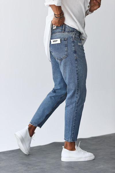 NO61 MAN Boyfriend Mavi Eskitme Cep Yırtık Detaylı Kot Pantolon