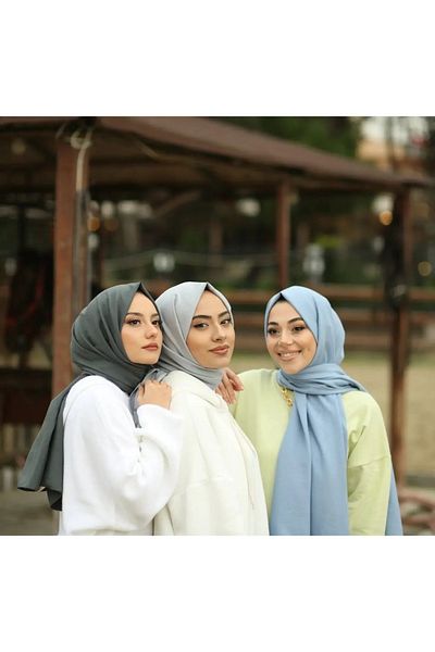 feronis Hijab Γυναικείο Βαμβακερό Σετ Μοντέλο Cazz Shawl 3 τεμαχίων _ Anthracite > Baby Blue > Γκρι