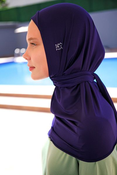 Marina Navy Blue Tied Scarf Bonnet B2397