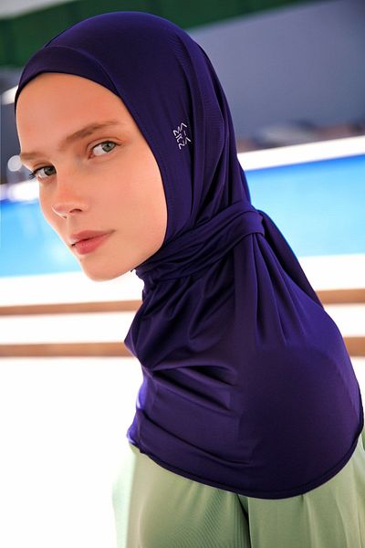 Marina Navy Blue Tied Scarf Bonnet B2397