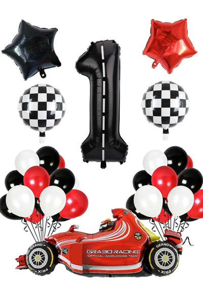 Patladı Gitti 1 Yaş Yarış Arabası Temalı Doğum Günü Parti Kutlama Balon Seti