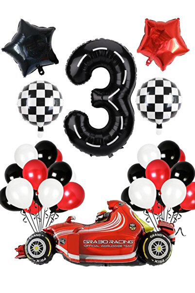 Patladı Gitti 3 Yaş Yarış Arabası Temalı Doğum Günü Parti Kutlama Balon Seti