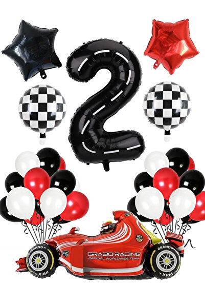 Patladı Gitti 2 Yaş Yarış Arabası Temalı Doğum Günü Parti Kutlama Balon Seti