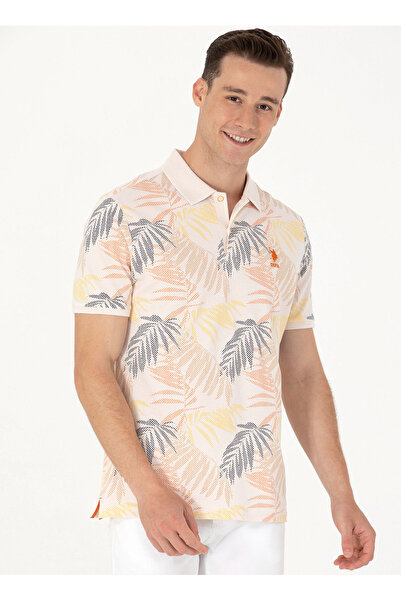 U.S. Polo Assn. Pánské tričko U.S. Polo Assn. Polo Neck Ecru SASARI