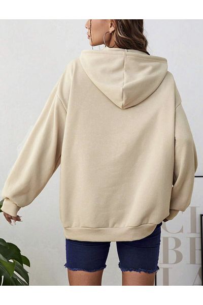 ALİKA Μπεζ φούτερ Colorada Oversize με κουκούλα