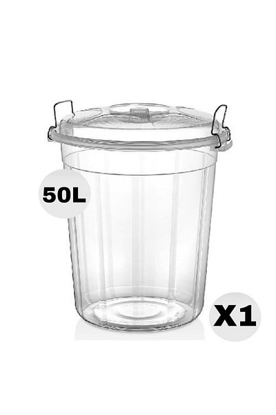 TAKYAKA Transparent Lockable Food / flour / Pulses Storage Bucket 50 Lt Extra Large Size