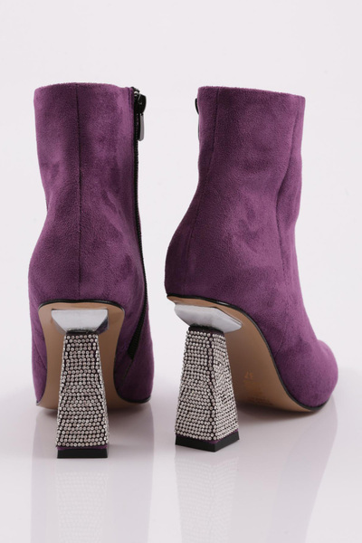DGN Topuğu Taşlı Kadın Kadeh Topuklu Bot Mor 6822535