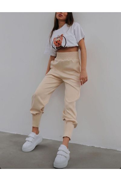 Lady Pose Γυναικείο φούτερ με πλισέ Scuba Leg Λεπτομερές εξαιρετικά ψηλόμεσο