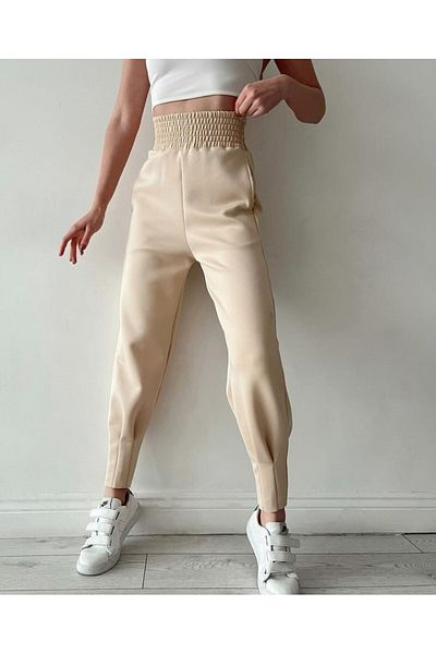 Lady Pose Γυναικείο φούτερ με πλισέ Scuba Leg Λεπτομερές εξαιρετικά ψηλόμεσο
