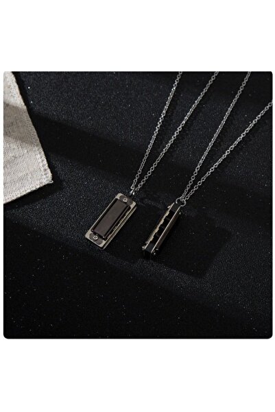 Herşey Nota Gerçek Kullanılabilir Mızıka Kolye Siyah