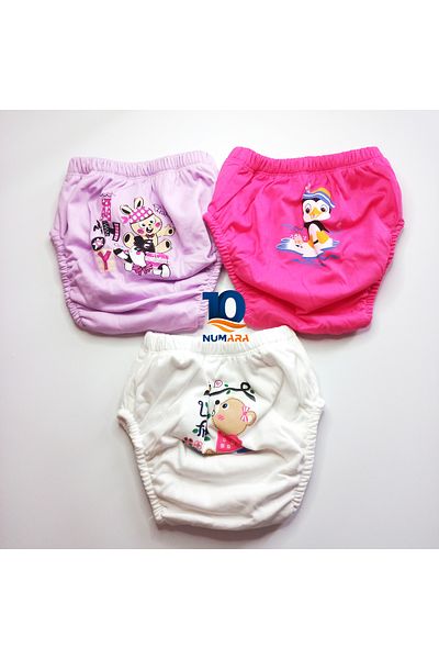 Poope's Bebelop Cotton Combination Training Panties 3-Piece Bear-Penguin-Rabbit Size No.3