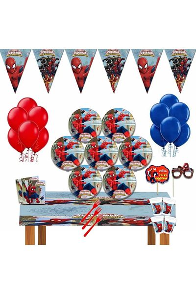 FOKUL Spiderman Spiderman Birthday Concept Party Set 8 Person Spiderman Party Supplies
