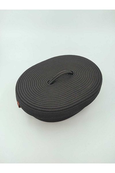 REYGON TEKSTİL wicker OVAL BASKET WITH JUTE LID, HAND WOVEN BASKET BATHROOM AND KITCHEN ORGANIZER 30X25X10