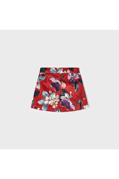 MAYORAL Girl's Leaf Patterned Velvet Shorts Red L24K4213