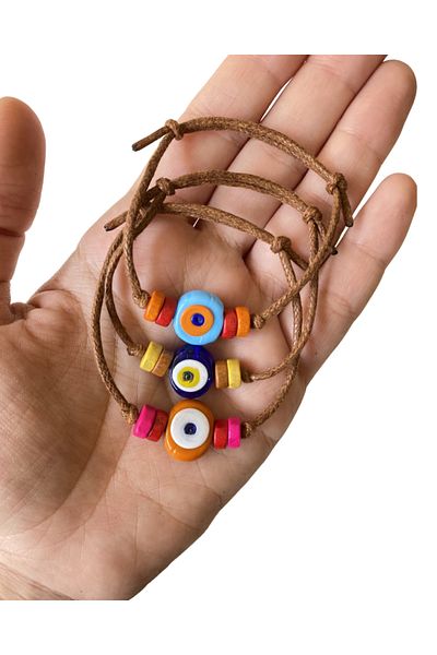 TAKI BY EKİN 3-Piece Adult Bracelet with Glass Evil Eye Beads