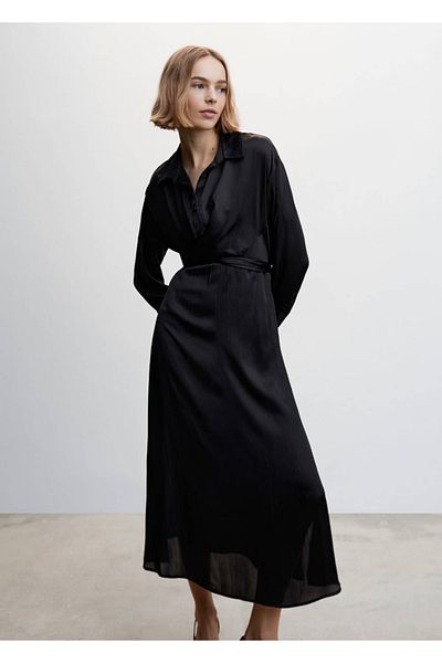 MANGO Woman Wrapped Cut Shirt Dress