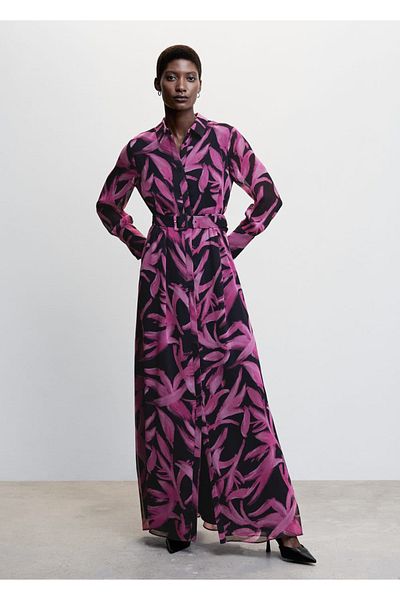 MANGO Woman Φόρεμα σιφόν με σχέδια