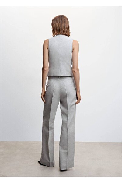MANGO Woman Balıksırtı Keten Kumaş Pantolon