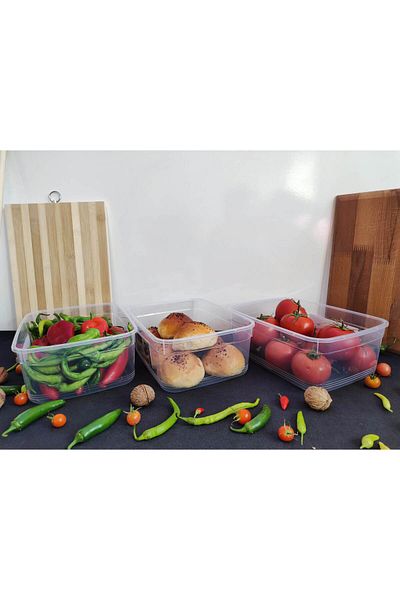 MAVİKÖY 3 Pcs 4 Liter Luxury Storage Container Food Supply Pulses Container Detergent Dowry Set Pantry Box BPA free PP5