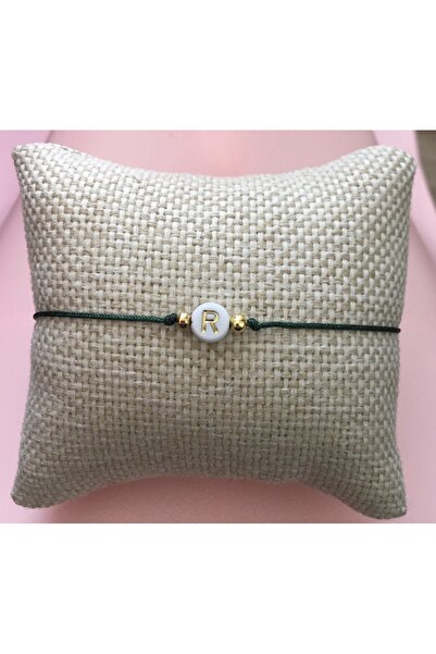 bygüneşaccessories Hediye Bileklik R Harfli Boncuklu Yeşil Ip Bileklik BİL001