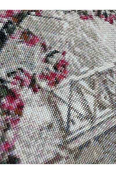 nilonun atölyesi Pembe Kar Çiçekleri Kristal Boncuk Tablo 41 X 56 Cm. (İŞLENMİŞ HAZIR HALDE)