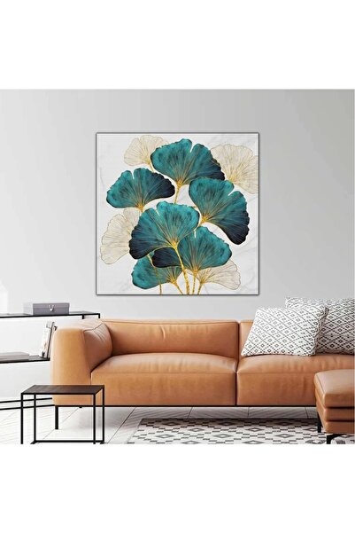 arajans Pictură decorativă modernă pe pânză cu frunze de flori cu ramuri auri...