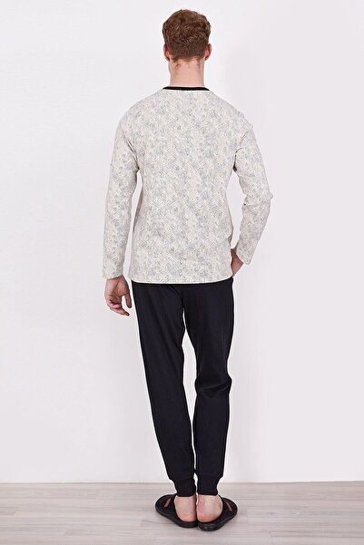 Arnetta Buttoned Collar Long Sleeve Men's Pajama Set