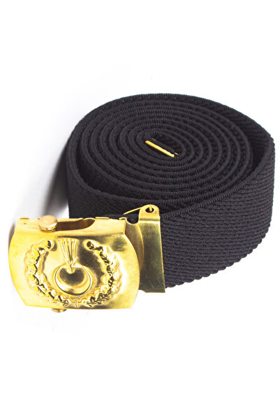 Burak Askeri Malzeme Asayis Siyah Renkli Suali Metal Sari Tokali Taktik Askeri Palaska Dokuma Kemer