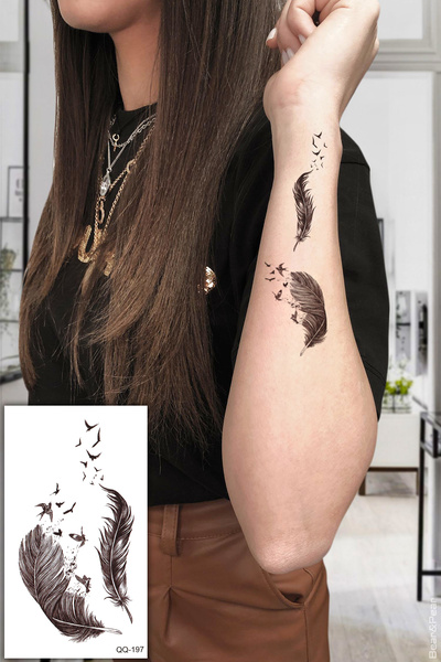 BP Tattoo Kuş Tüyü ve Uçan Kuşlar Kol ve Bilek Dövmesi