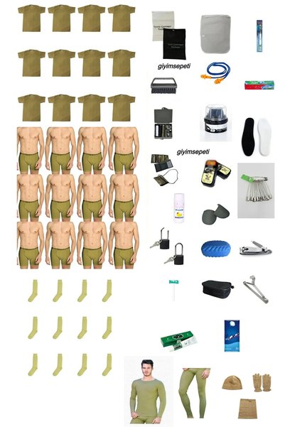 12'li Askerlik Seti Bedelli Acemi Temel Asker KIŞLIK Malzeme Ekonomik Paket Asker Valizi Hediyeli
