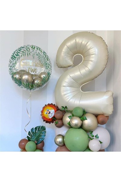 Patladı Gitti 2 Number Cream Foil Balloon 34 inch 76-82 cm
