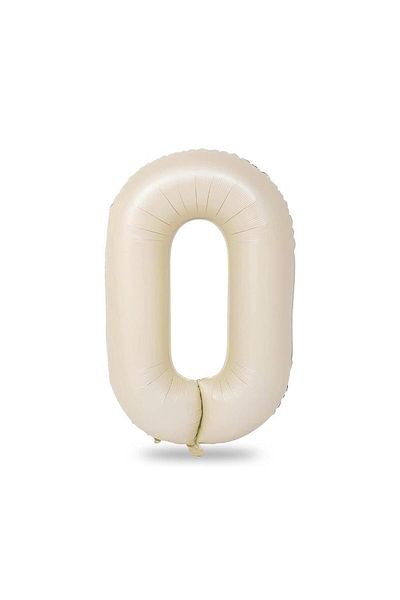 Patladı Gitti 0 Number Cream Foil Balloon 34 inch 76-82 cm
